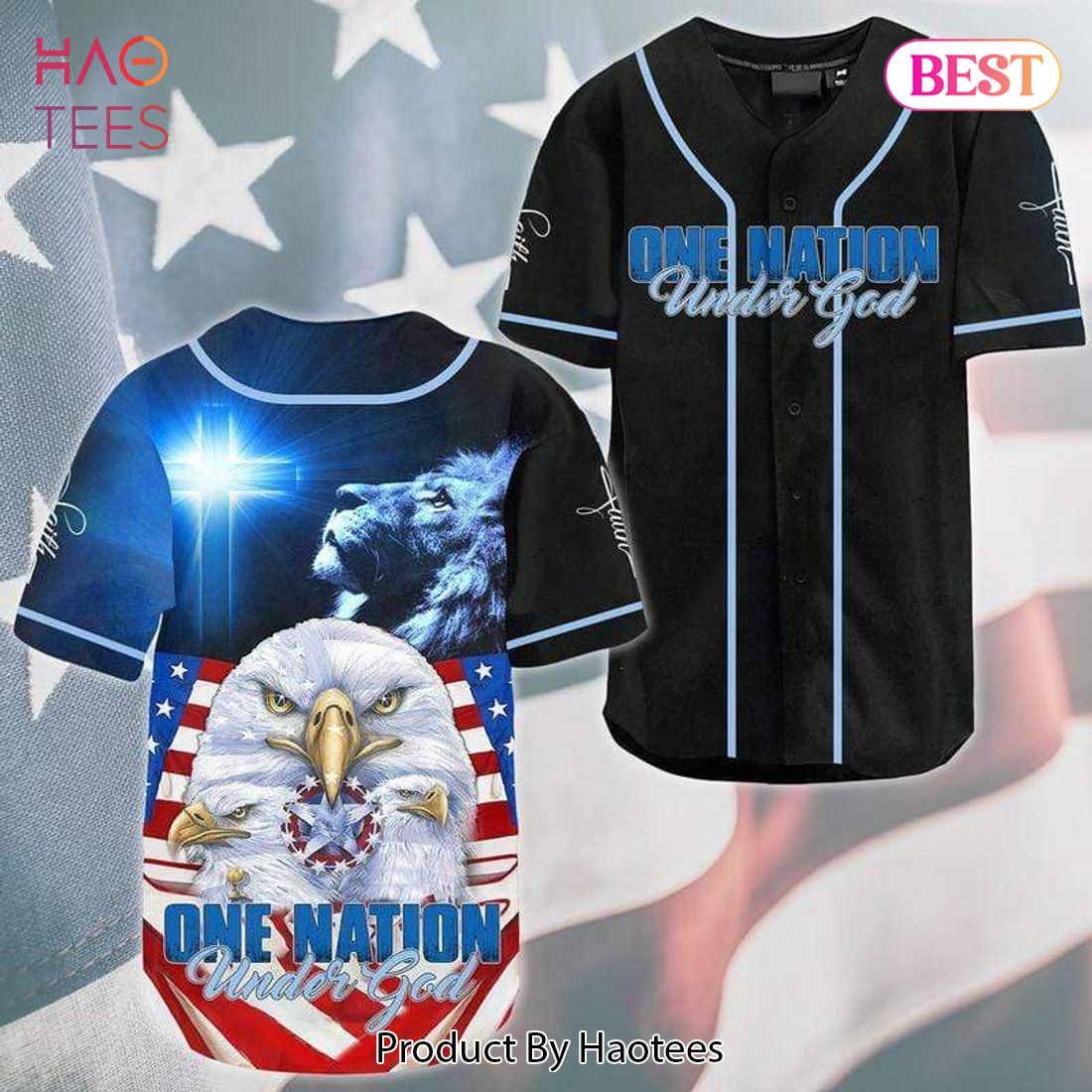 AVAILABLE One Nation Under God Lion Eagle Baseball Jersey AVAILABLE One Nation Under God Lion Eagle Baseball Jersey