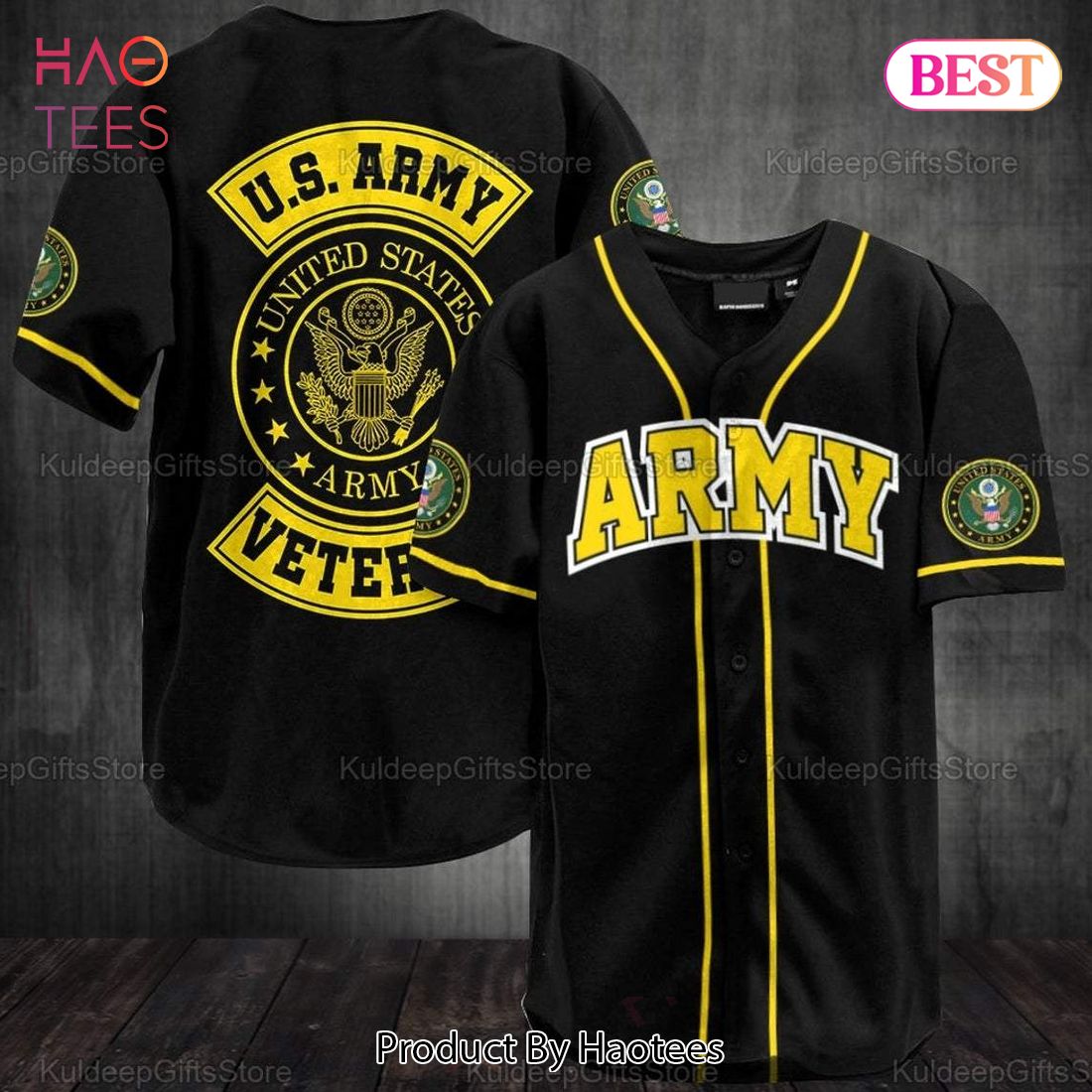 AVAILABLE Simple Black Yellow Us Army Baseball Jersey AVAILABLE Simple Black Yellow Us Army Baseball Jersey