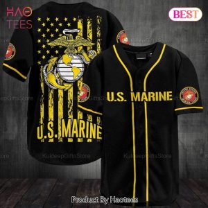 AVAILABLE Simple Black Yellow Us Marine Flag Baseball Jersey