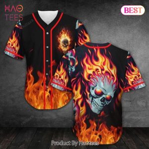 AVAILABLE Skull Fire Baseball Jersey