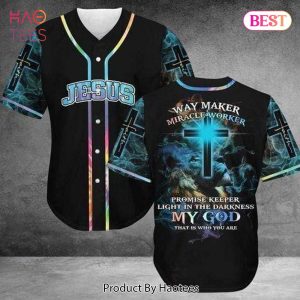 AVAILABLE Smoke Lion Way Maker Miracle Worker Promise Keeper Baseball Jersey Kv