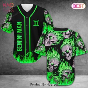 AVAILABLE Zodiac Gemini Skull Fire Baseball Jersey