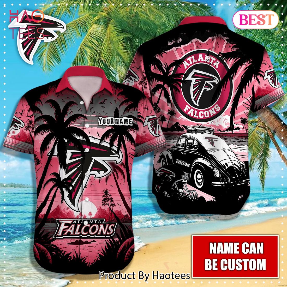 Atlanta Falcons NFL Tropical Flowers Pattern Short Sleeves Hawaiian Shirt