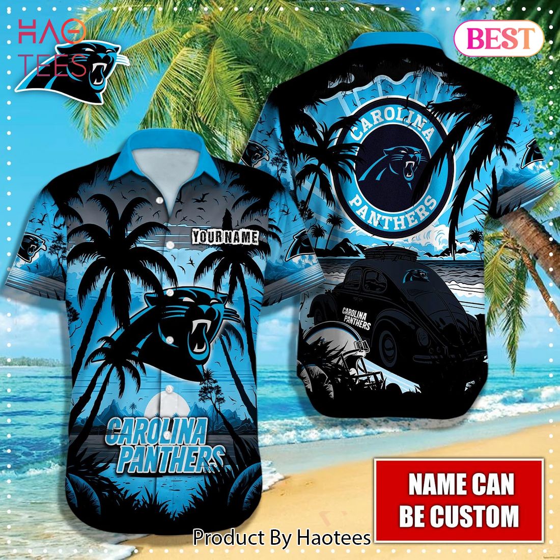 Carolina Panthers NFL Black And Blue Short Sleeves Hawaiian Shirt