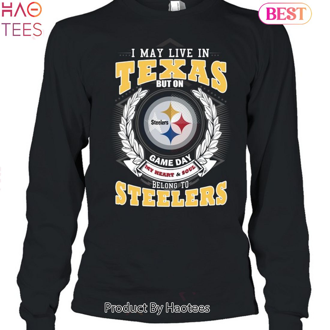 Pittsburgh Steelers Shirt Mens Medium Black Long Sleeve T Shirt