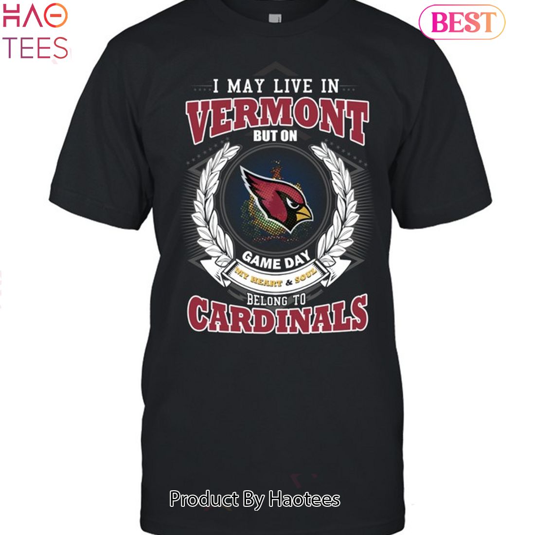 I May Live In Vermont But On Game Day My Heart & Soul Belongs To Arizona Cardinals Unisex T-Shirt I May Live In Vermont But On Game Day My Heart & Soul Belongs To Arizona Cardinals Unisex T-Shirt