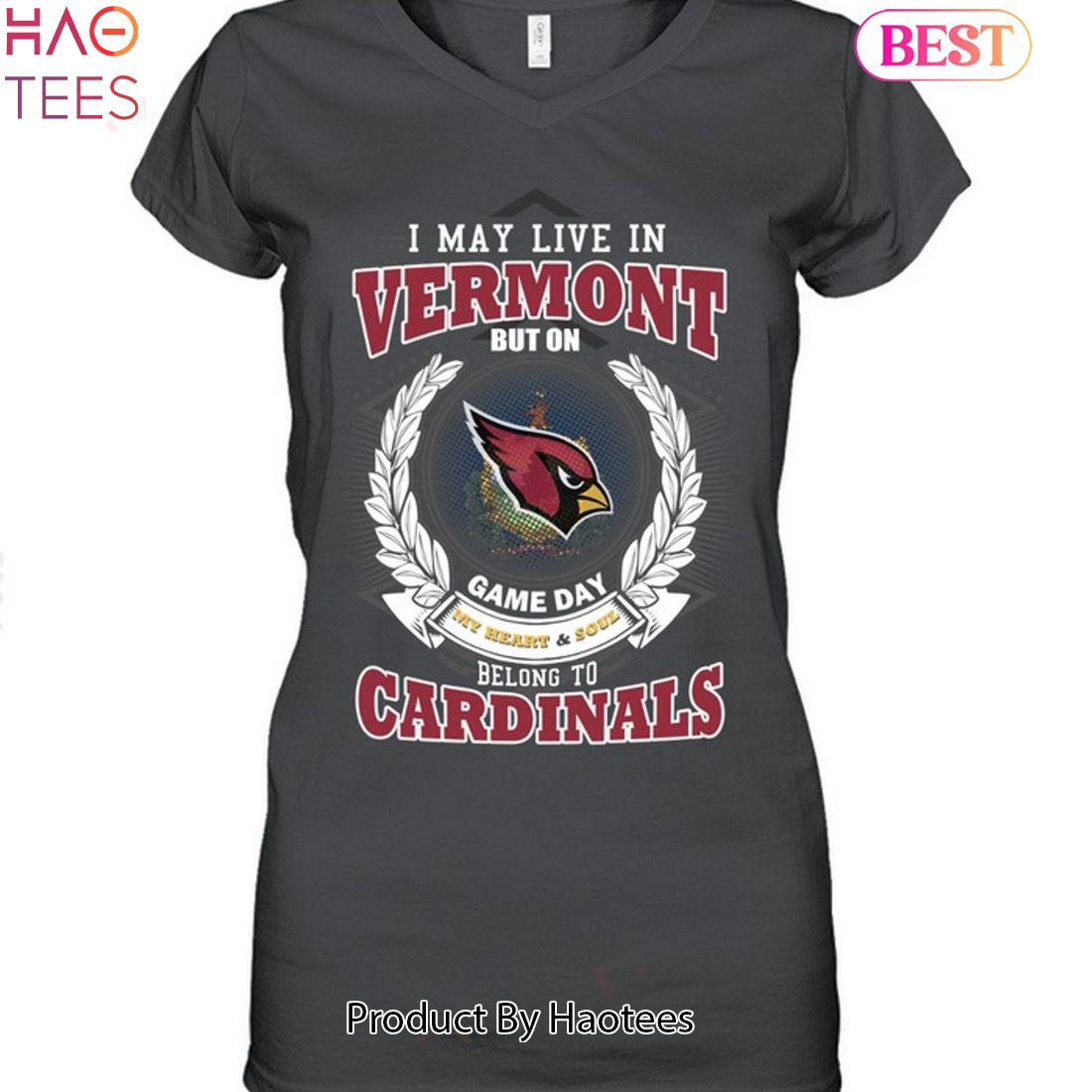 I May Live In Vermont But On Game Day My Heart & Soul Belongs To Arizona Cardinals Unisex T-Shirt I May Live In Vermont But On Game Day My Heart & Soul Belongs To Arizona Cardinals Unisex T-Shirt