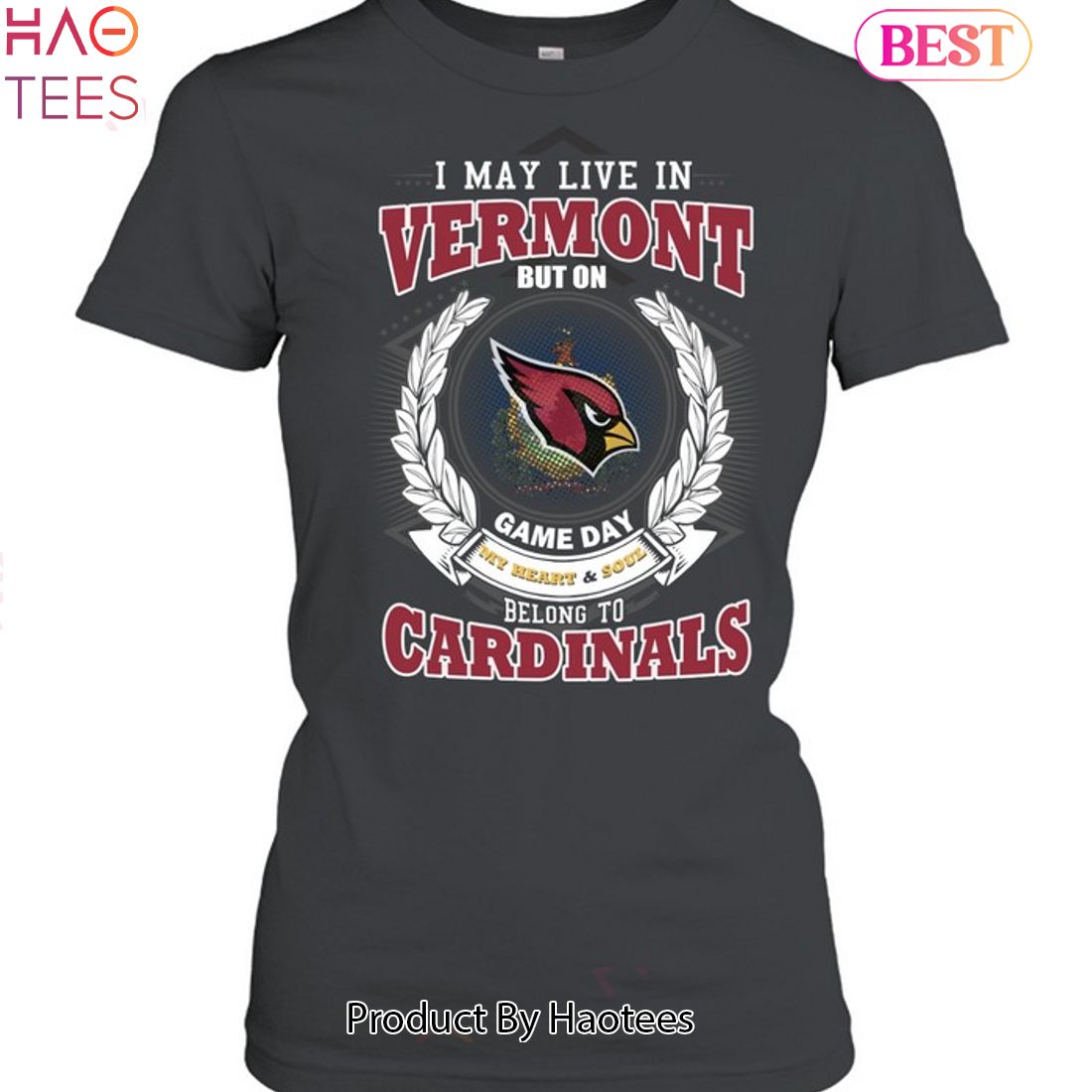 I May Live In Vermont But On Game Day My Heart & Soul Belongs To Arizona Cardinals Unisex T-Shirt I May Live In Vermont But On Game Day My Heart & Soul Belongs To Arizona Cardinals Unisex T-Shirt