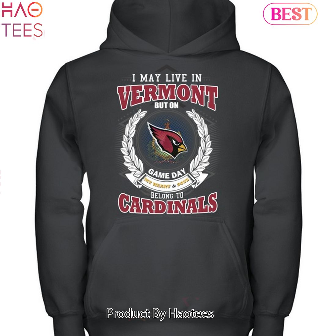 I May Live In Vermont But On Game Day My Heart & Soul Belongs To Arizona Cardinals Unisex T-Shirt I May Live In Vermont But On Game Day My Heart & Soul Belongs To Arizona Cardinals Unisex T-Shirt