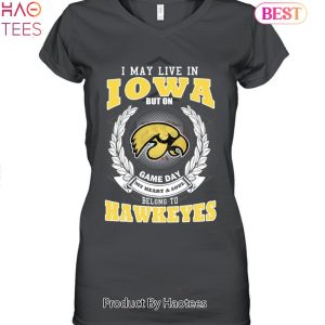 NEW I May Live In Iowa But On Game Day My Heart & Soul Belongs Iowa Hawkeyes Unisex T-Shirt