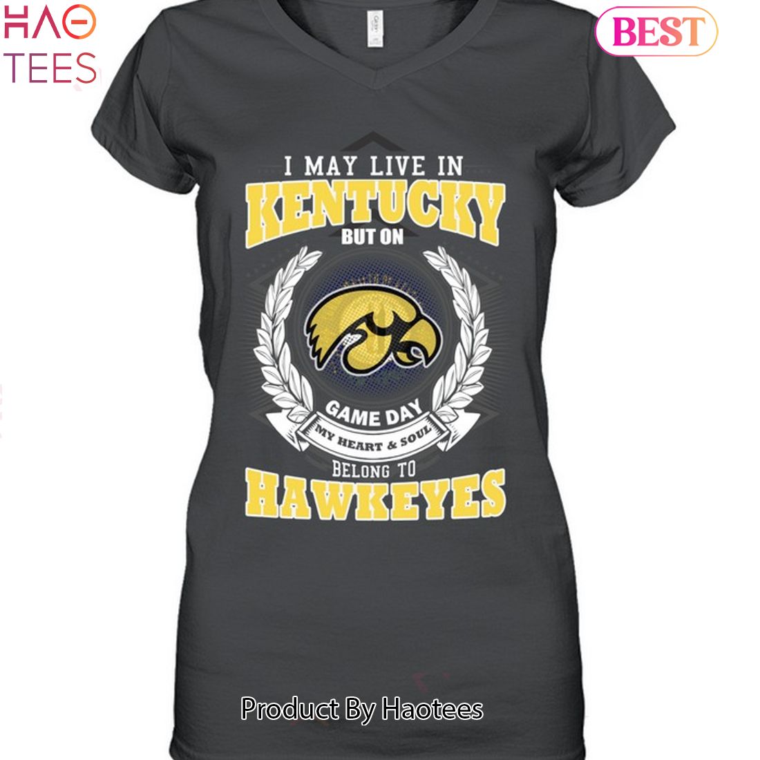 NEW I May Live In Kentucky But On Game Day My Heart & Soul Belongs Iowa Hawkeyes Unisex T-Shirt NEW I May Live In Kentucky But On Game Day My Heart & Soul Belongs Iowa Hawkeyes Unisex T-Shirt