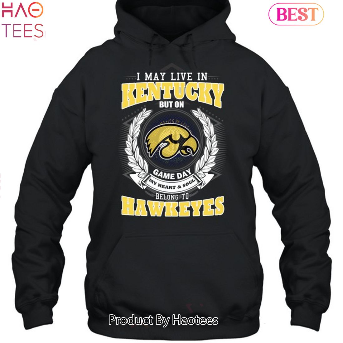 NEW I May Live In Kentucky But On Game Day My Heart & Soul Belongs Iowa Hawkeyes Unisex T-Shirt NEW I May Live In Kentucky But On Game Day My Heart & Soul Belongs Iowa Hawkeyes Unisex T-Shirt