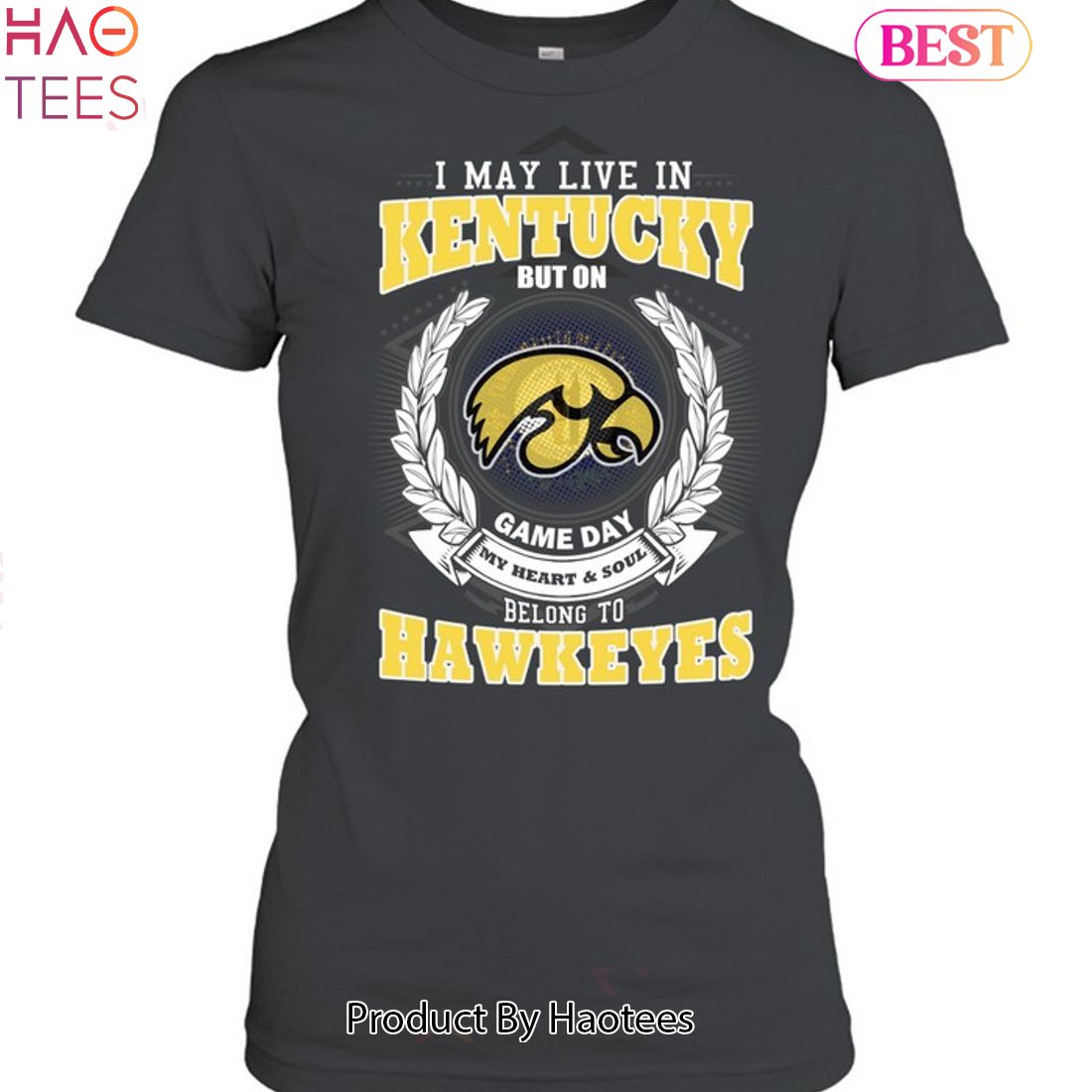 NEW I May Live In Kentucky But On Game Day My Heart & Soul Belongs Iowa Hawkeyes Unisex T-Shirt NEW I May Live In Kentucky But On Game Day My Heart & Soul Belongs Iowa Hawkeyes Unisex T-Shirt