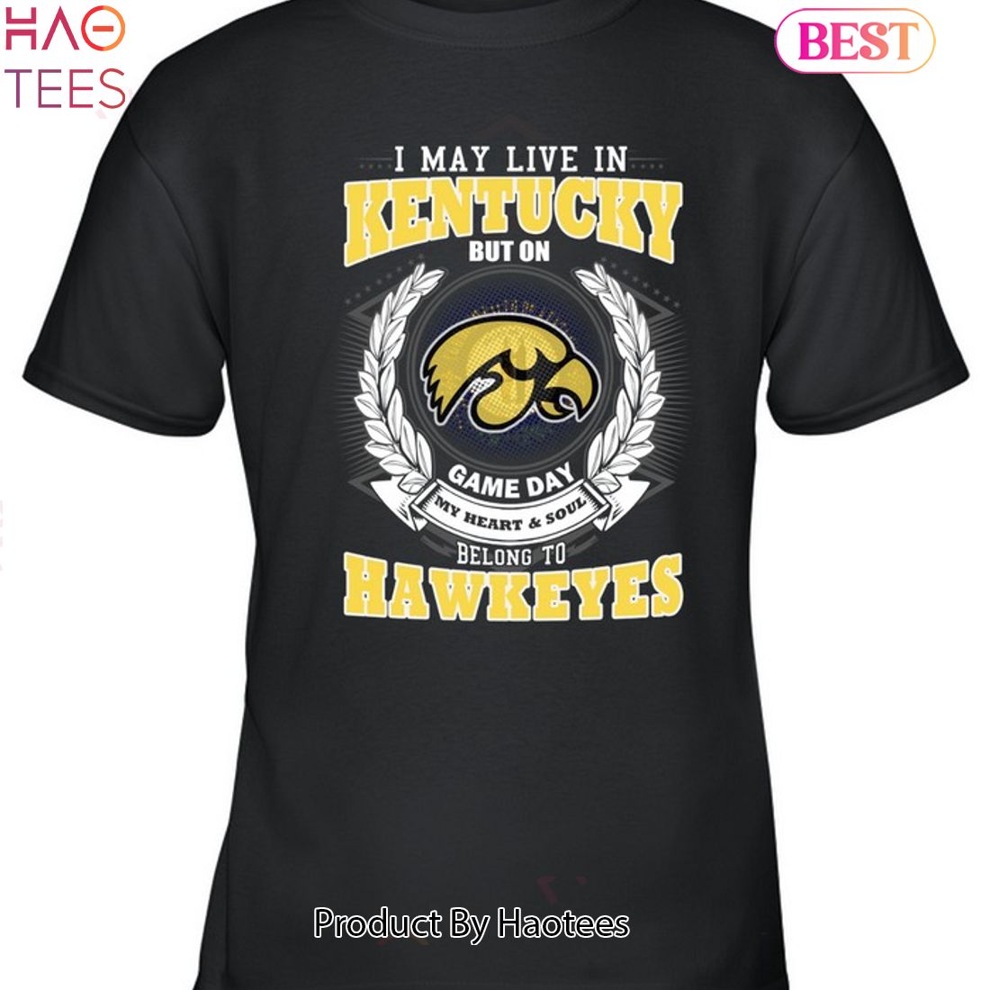NEW I May Live In Kentucky But On Game Day My Heart & Soul Belongs Iowa Hawkeyes Unisex T-Shirt NEW I May Live In Kentucky But On Game Day My Heart & Soul Belongs Iowa Hawkeyes Unisex T-Shirt