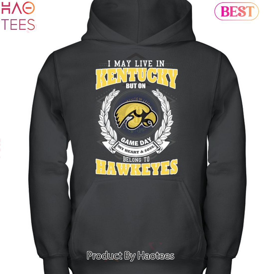 NEW I May Live In Kentucky But On Game Day My Heart & Soul Belongs Iowa Hawkeyes Unisex T-Shirt NEW I May Live In Kentucky But On Game Day My Heart & Soul Belongs Iowa Hawkeyes Unisex T-Shirt