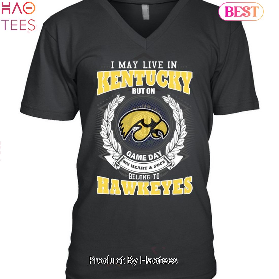 NEW I May Live In Kentucky But On Game Day My Heart & Soul Belongs Iowa Hawkeyes Unisex T-Shirt NEW I May Live In Kentucky But On Game Day My Heart & Soul Belongs Iowa Hawkeyes Unisex T-Shirt