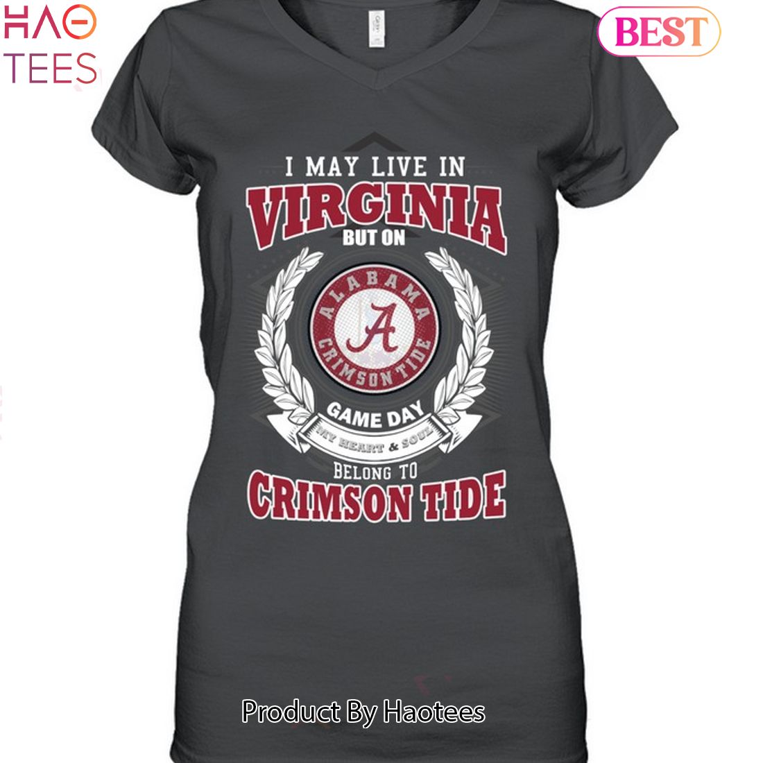 NEW I May Live In Virginia But On Game Day My Heart & Soul Belongs To Alabama Crimson Tide Unisex T-Shirt NEW I May Live In Virginia But On Game Day My Heart & Soul Belongs To Alabama Crimson Tide Unisex T-Shirt