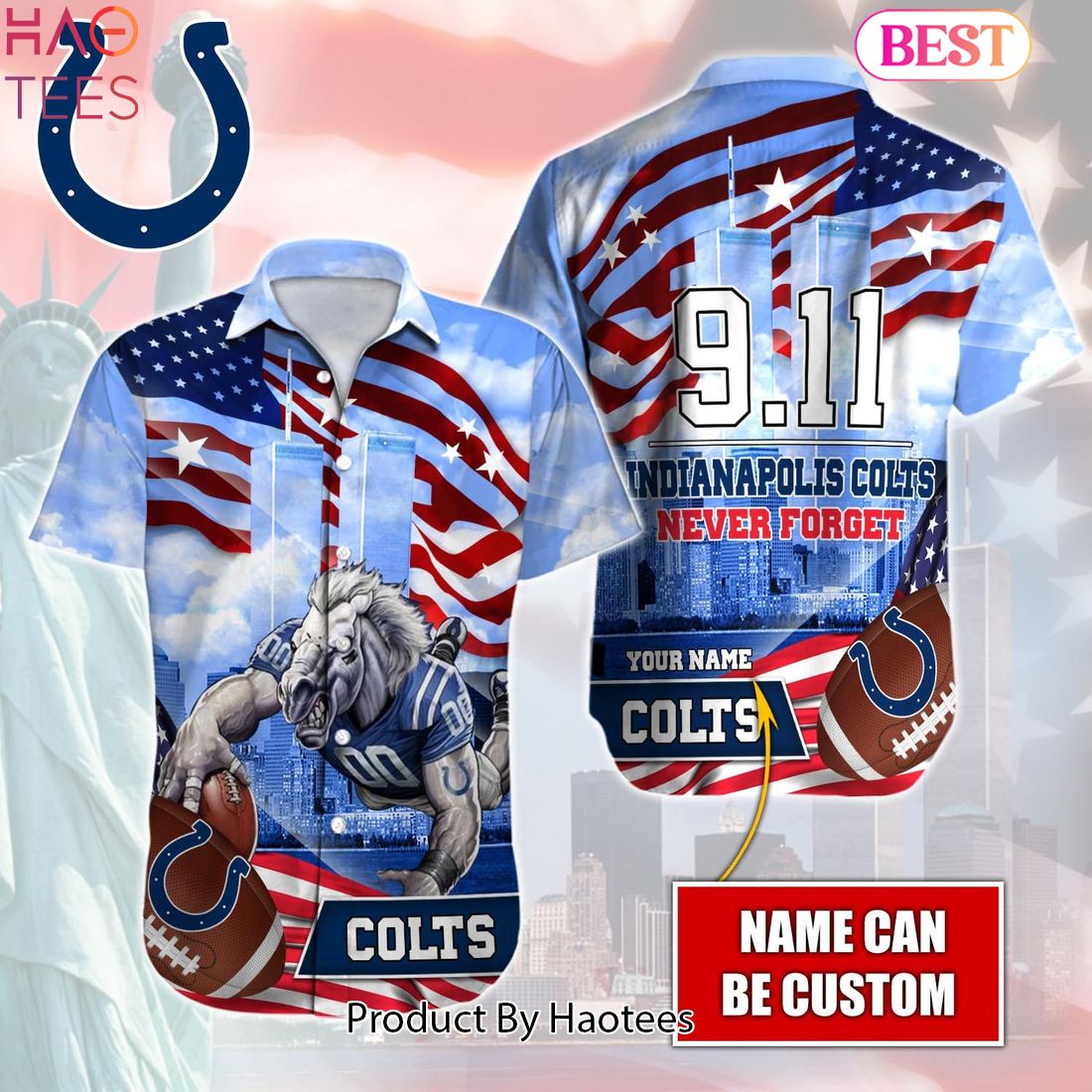 Indianapolis Colts Hawaiian Shirt NFL Football Custom Name Button Up  Hawaiian Shirt - T-shirts Low Price