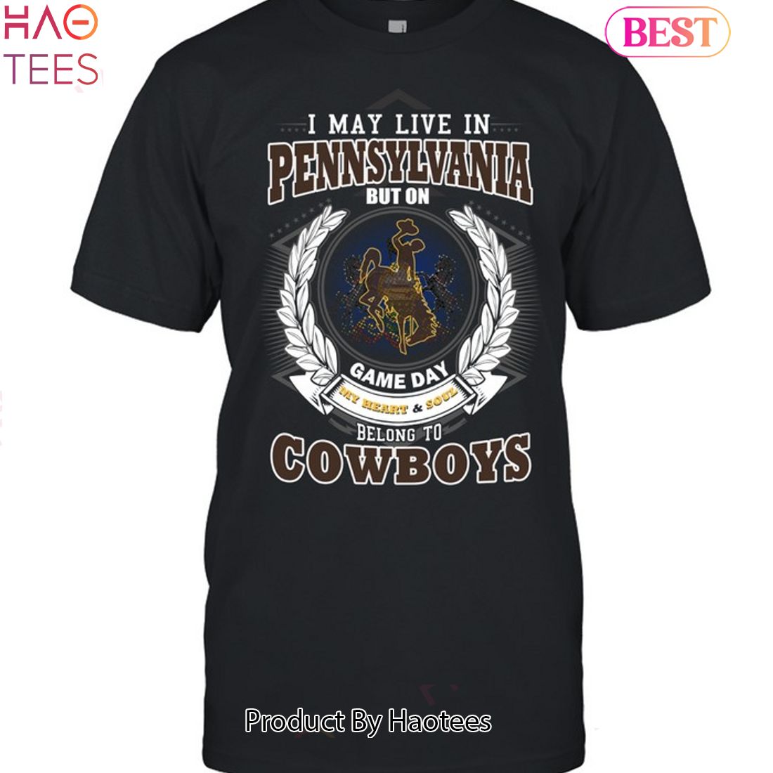 NEW I May Live In Pennsylvania But On Game Day My Heart & Soul Belongs To Wyoming Cowboys Unisex T-Shirt NEW I May Live In Pennsylvania But On Game Day My Heart & Soul Belongs To Wyoming Cowboys Unisex T-Shirt
