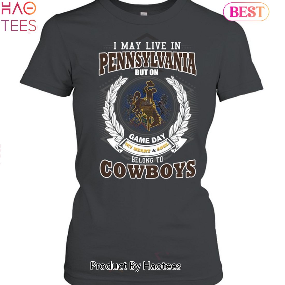NEW I May Live In Pennsylvania But On Game Day My Heart & Soul Belongs To Wyoming Cowboys Unisex T-Shirt NEW I May Live In Pennsylvania But On Game Day My Heart & Soul Belongs To Wyoming Cowboys Unisex T-Shirt