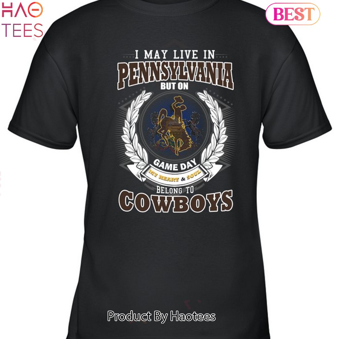 NEW I May Live In Pennsylvania But On Game Day My Heart & Soul Belongs To Wyoming Cowboys Unisex T-Shirt NEW I May Live In Pennsylvania But On Game Day My Heart & Soul Belongs To Wyoming Cowboys Unisex T-Shirt