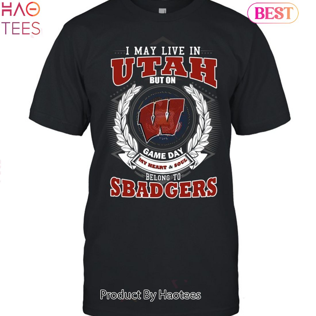 NEW I May Live In Utah But On Game Day My Heart & Soul Belongs To Wisconsin Badgers Unisex T-Shirt NEW I May Live In Utah But On Game Day My Heart & Soul Belongs To Wisconsin Badgers Unisex T-Shirt