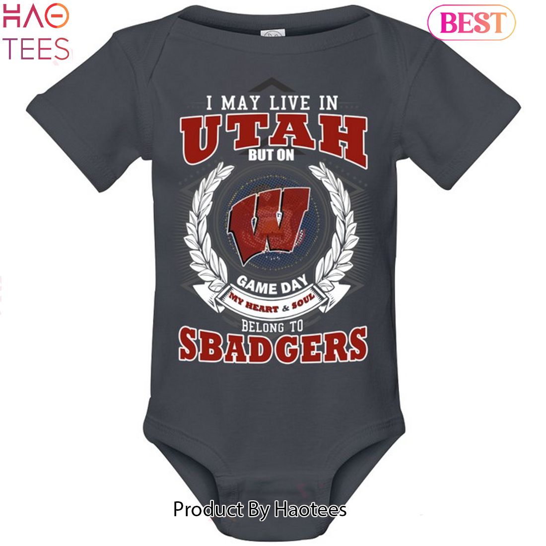 NEW I May Live In Utah But On Game Day My Heart & Soul Belongs To Wisconsin Badgers Unisex T-Shirt NEW I May Live In Utah But On Game Day My Heart & Soul Belongs To Wisconsin Badgers Unisex T-Shirt