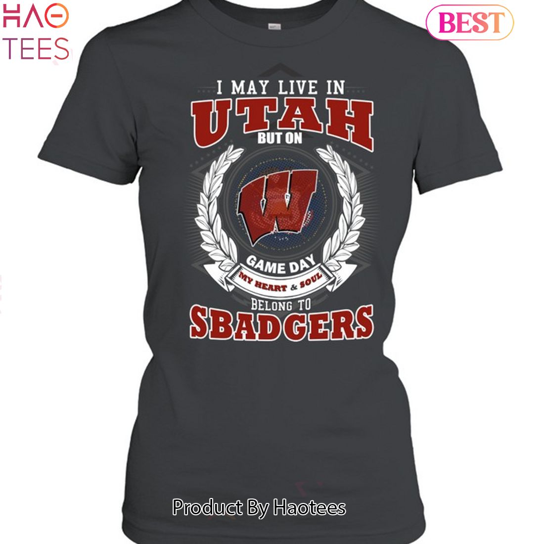 NEW I May Live In Utah But On Game Day My Heart & Soul Belongs To Wisconsin Badgers Unisex T-Shirt NEW I May Live In Utah But On Game Day My Heart & Soul Belongs To Wisconsin Badgers Unisex T-Shirt