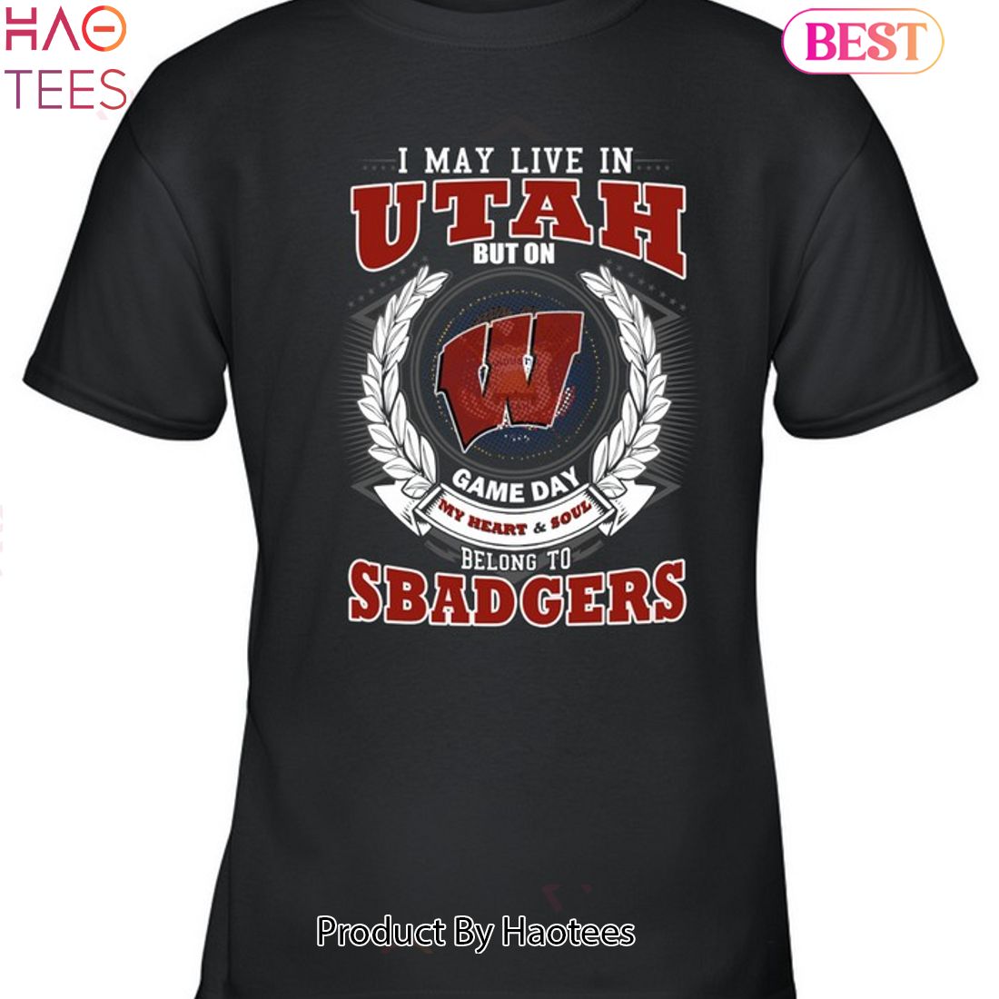 NEW I May Live In Utah But On Game Day My Heart & Soul Belongs To Wisconsin Badgers Unisex T-Shirt NEW I May Live In Utah But On Game Day My Heart & Soul Belongs To Wisconsin Badgers Unisex T-Shirt