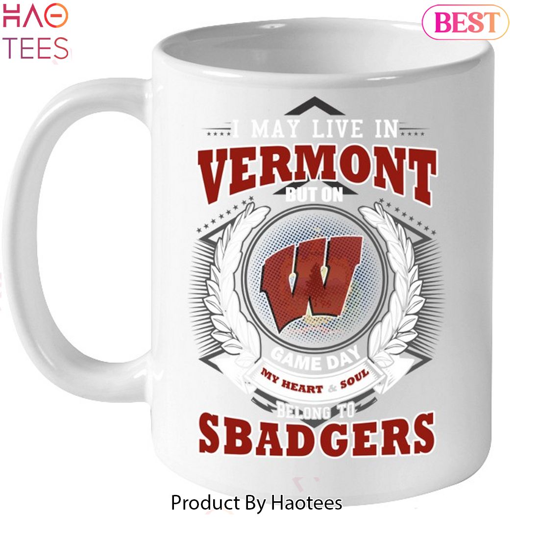 NEW I May Live In Vermont But On Game Day My Heart & Soul Belongs To Wisconsin Badgers Unisex T-Shirt NEW I May Live In Vermont But On Game Day My Heart & Soul Belongs To Wisconsin Badgers Unisex T-Shirt