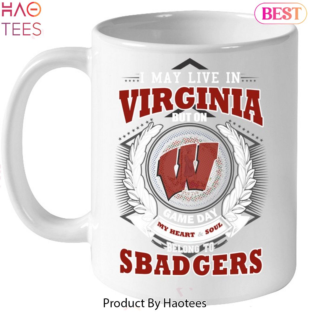 NEW I May Live In Virginia But On Game Day My Heart & Soul Belongs To Wisconsin Badgers Unisex T-Shirt NEW I May Live In Virginia But On Game Day My Heart & Soul Belongs To Wisconsin Badgers Unisex T-Shirt