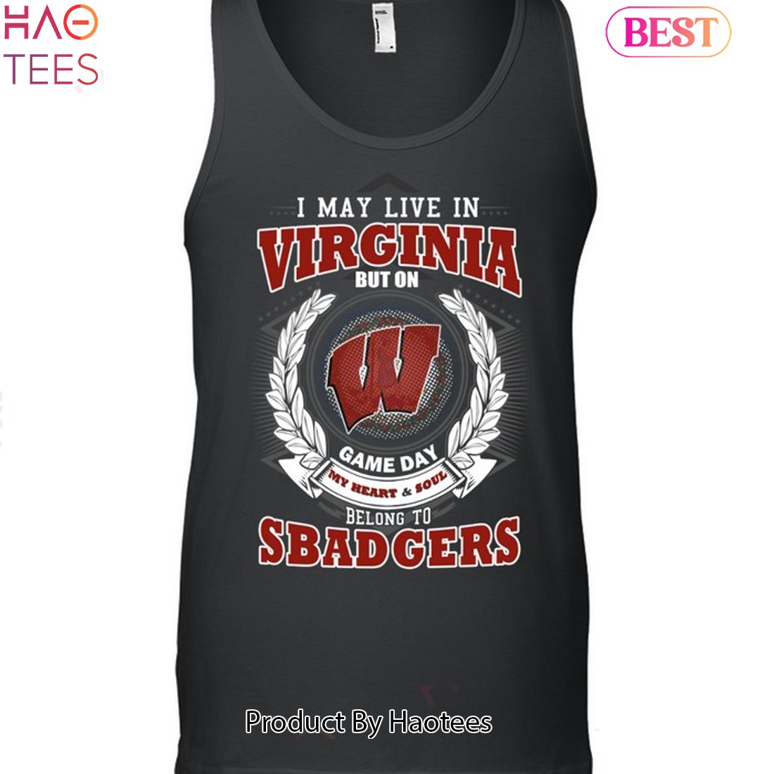 NEW I May Live In Virginia But On Game Day My Heart & Soul Belongs To Wisconsin Badgers Unisex T-Shirt NEW I May Live In Virginia But On Game Day My Heart & Soul Belongs To Wisconsin Badgers Unisex T-Shirt