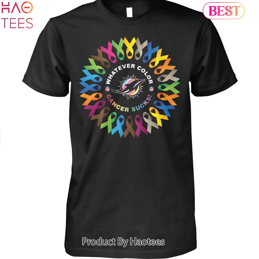 Whatever Color Cancer Sucks NFL Miami Dolphins Unisex T-Shirt