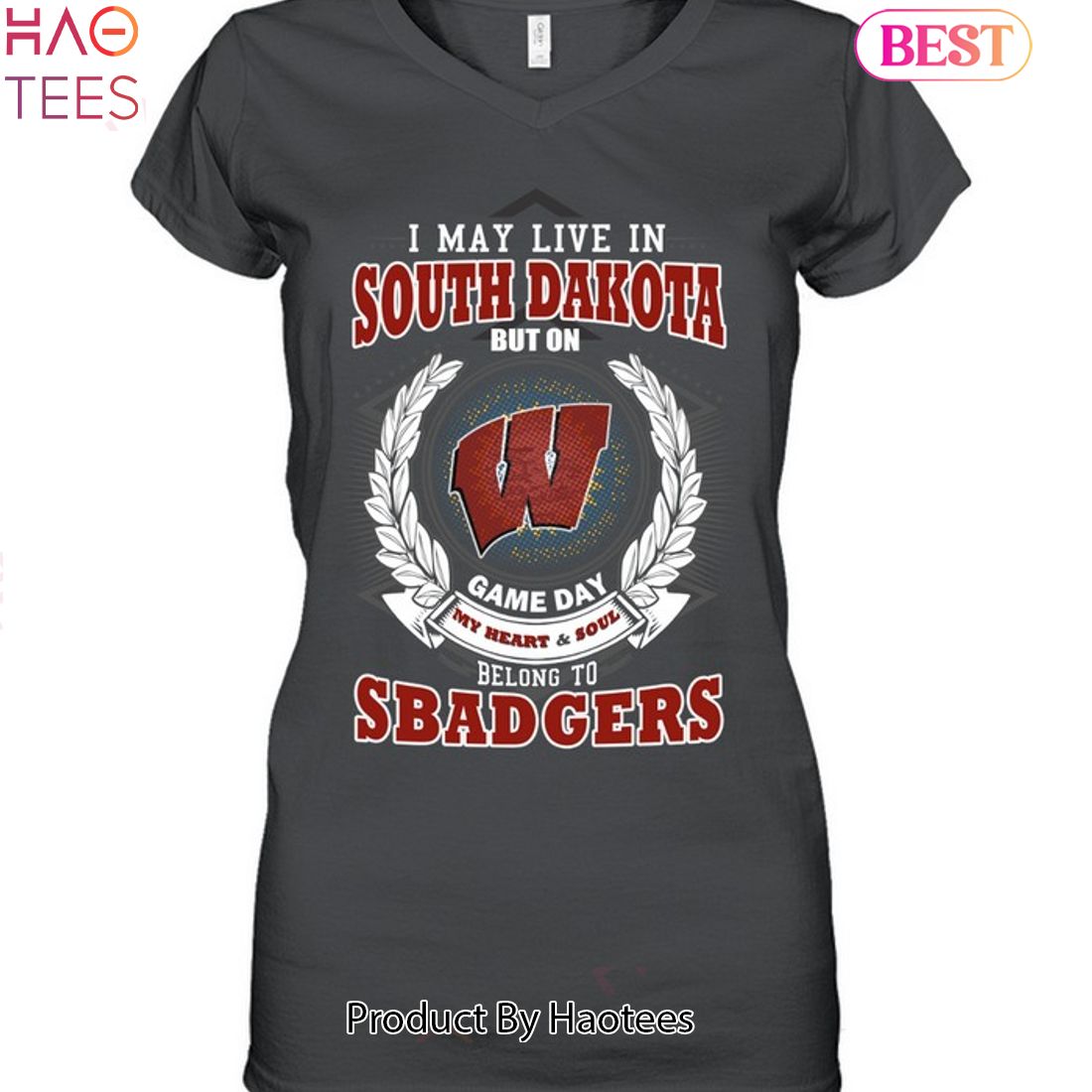 I May Live In South Dakota But On Game Day My Heart & Soul Belongs To Wisconsin Badgers Unisex T-Shirt I May Live In South Dakota But On Game Day My Heart & Soul Belongs To Wisconsin Badgers Unisex T-Shirt