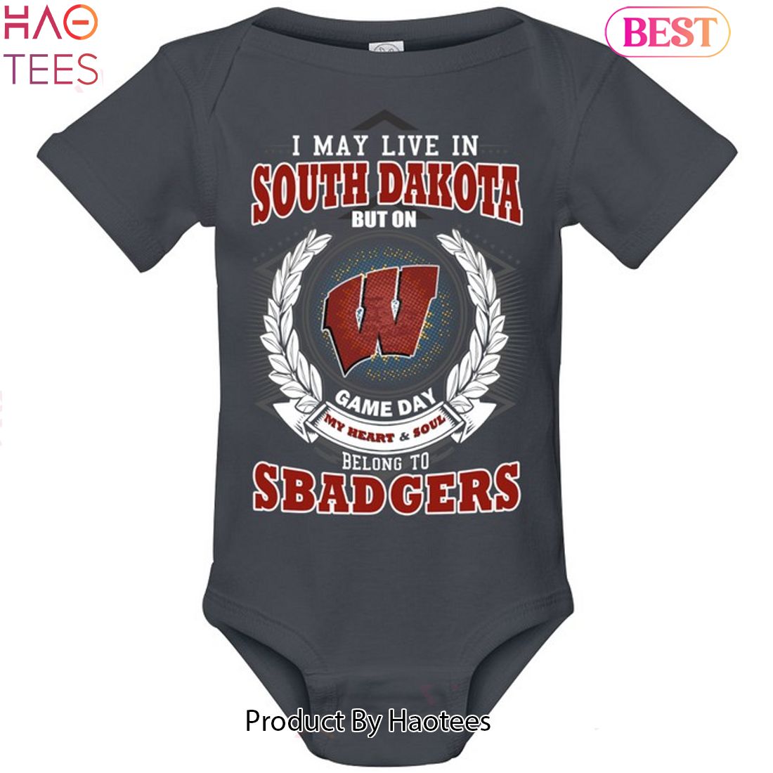 I May Live In South Dakota But On Game Day My Heart & Soul Belongs To Wisconsin Badgers Unisex T-Shirt I May Live In South Dakota But On Game Day My Heart & Soul Belongs To Wisconsin Badgers Unisex T-Shirt
