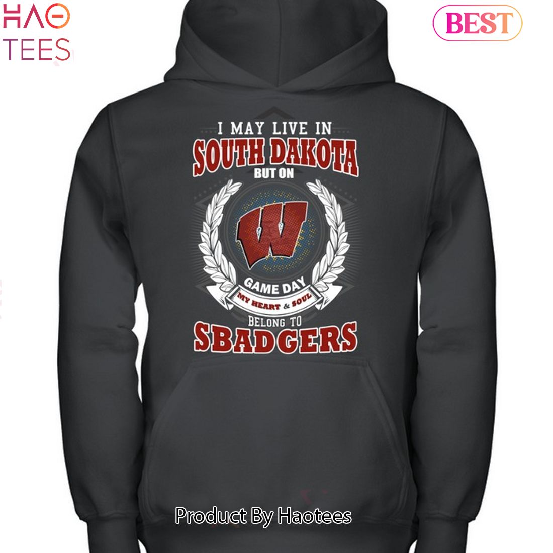 I May Live In South Dakota But On Game Day My Heart & Soul Belongs To Wisconsin Badgers Unisex T-Shirt I May Live In South Dakota But On Game Day My Heart & Soul Belongs To Wisconsin Badgers Unisex T-Shirt