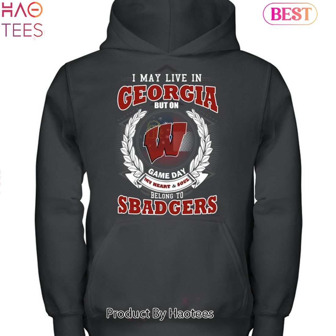 I May Live In Georgia But On Game Day My Heart & Soul Belongs To Wisconsin Badgers Unisex T-Shirt I May Live In Georgia But On Game Day My Heart & Soul Belongs To Wisconsin Badgers Unisex T-Shirt