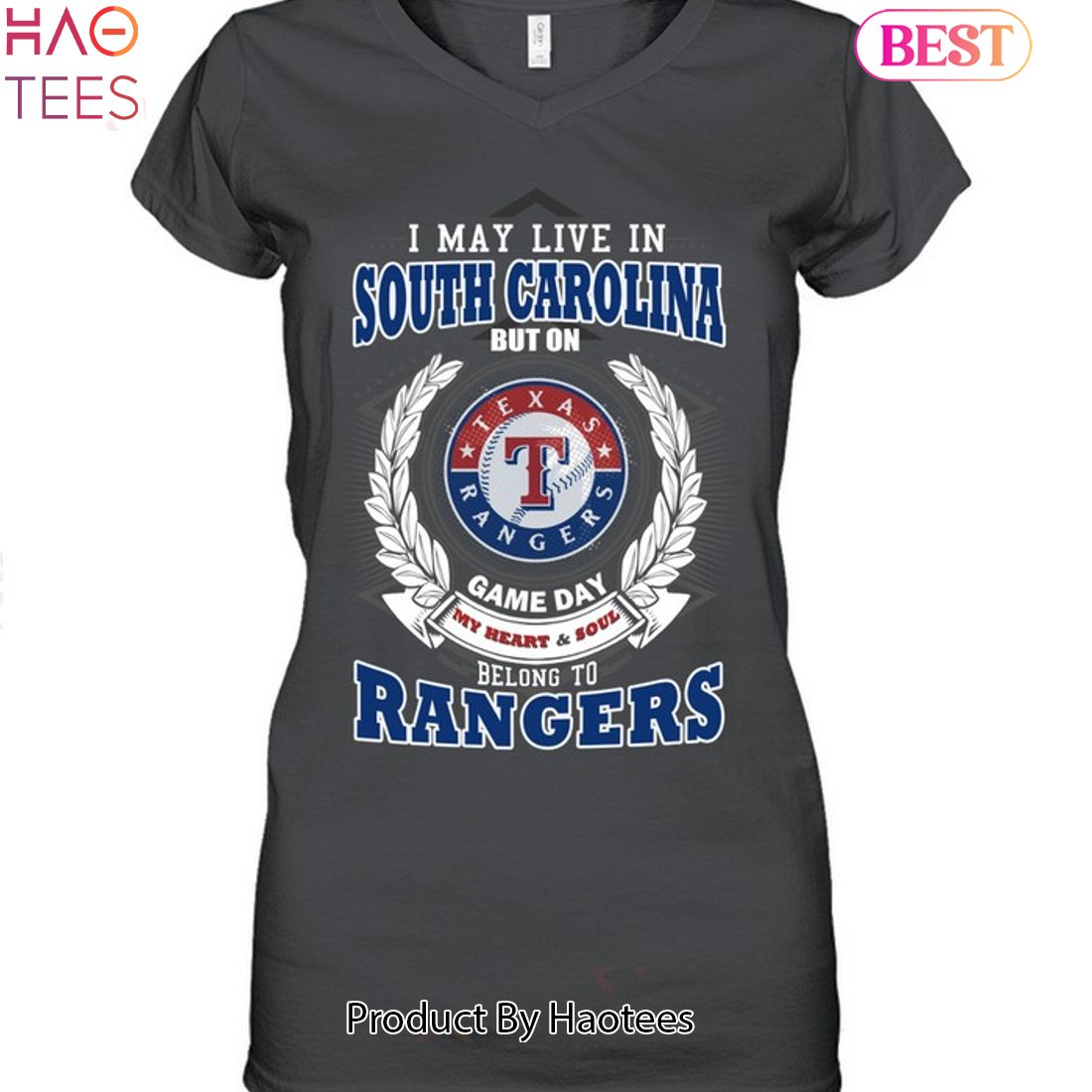 I May Live In South Carolina But On Game Day My Heart & Soul Belongs To Texas Rangers MLB Unisex T-Shirt I May Live In South Carolina But On Game Day My Heart & Soul Belongs To Texas Rangers MLB Unisex T-Shirt