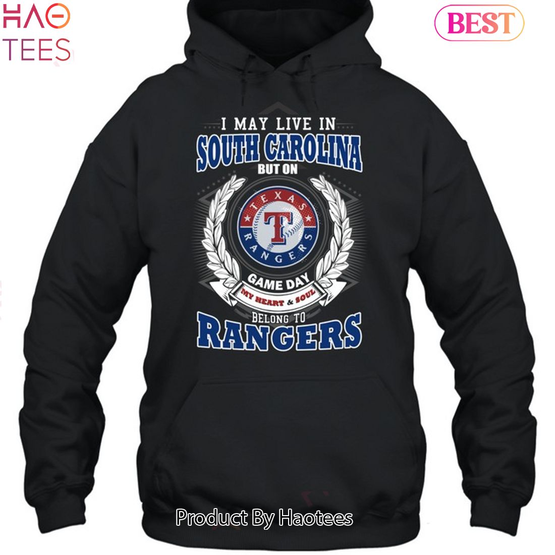 I May Live In South Carolina But On Game Day My Heart & Soul Belongs To Texas Rangers MLB Unisex T-Shirt I May Live In South Carolina But On Game Day My Heart & Soul Belongs To Texas Rangers MLB Unisex T-Shirt