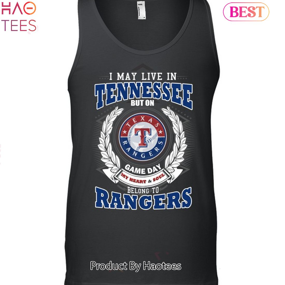 I May Live In Tennessee But On Game Day My Heart & Soul Belongs To Texas Rangers MLB Unisex T-Shirt I May Live In Tennessee But On Game Day My Heart & Soul Belongs To Texas Rangers MLB Unisex T-Shirt