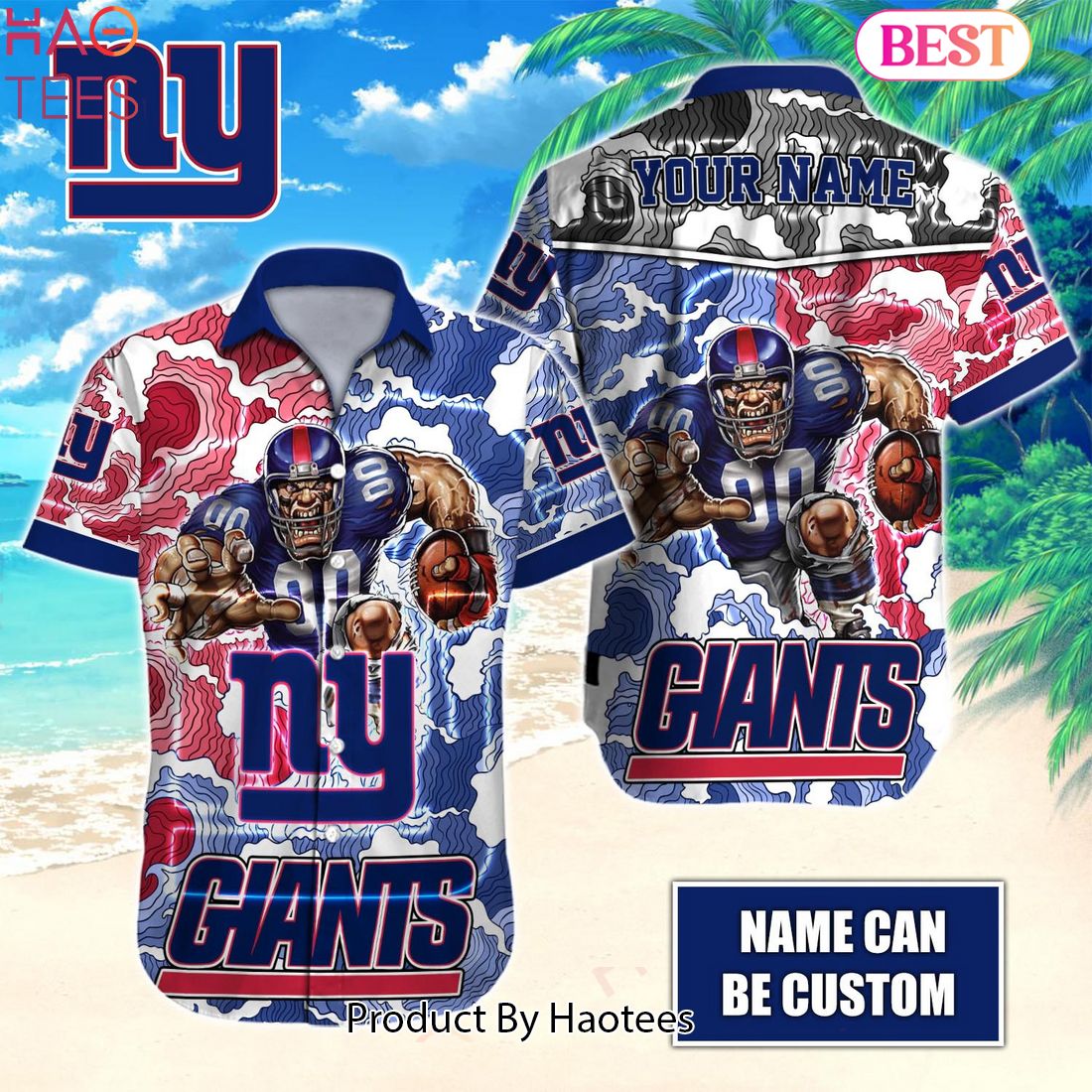 NFL Football New York Giants Hawaiian Shirt, Custom Name Summer
