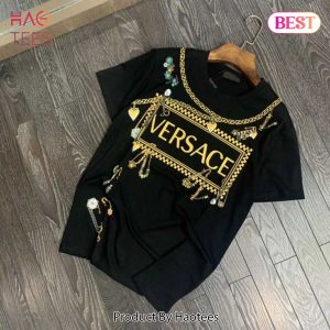 NEW Versace Black Unisex T-Shirt All Over Printed