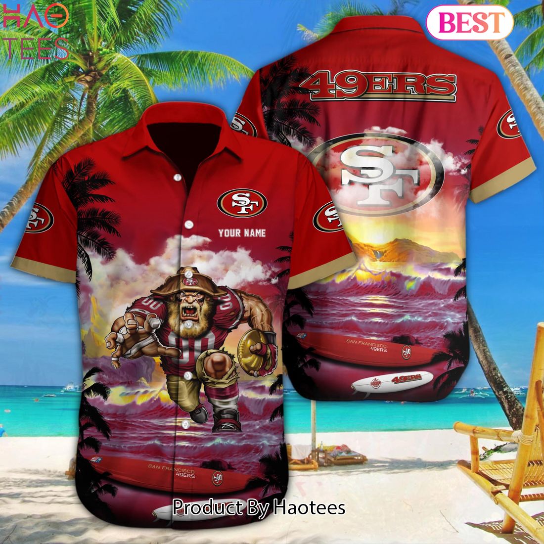 San Francisco 49ers Custom Name NFL Floral Hawaiian Shirt And