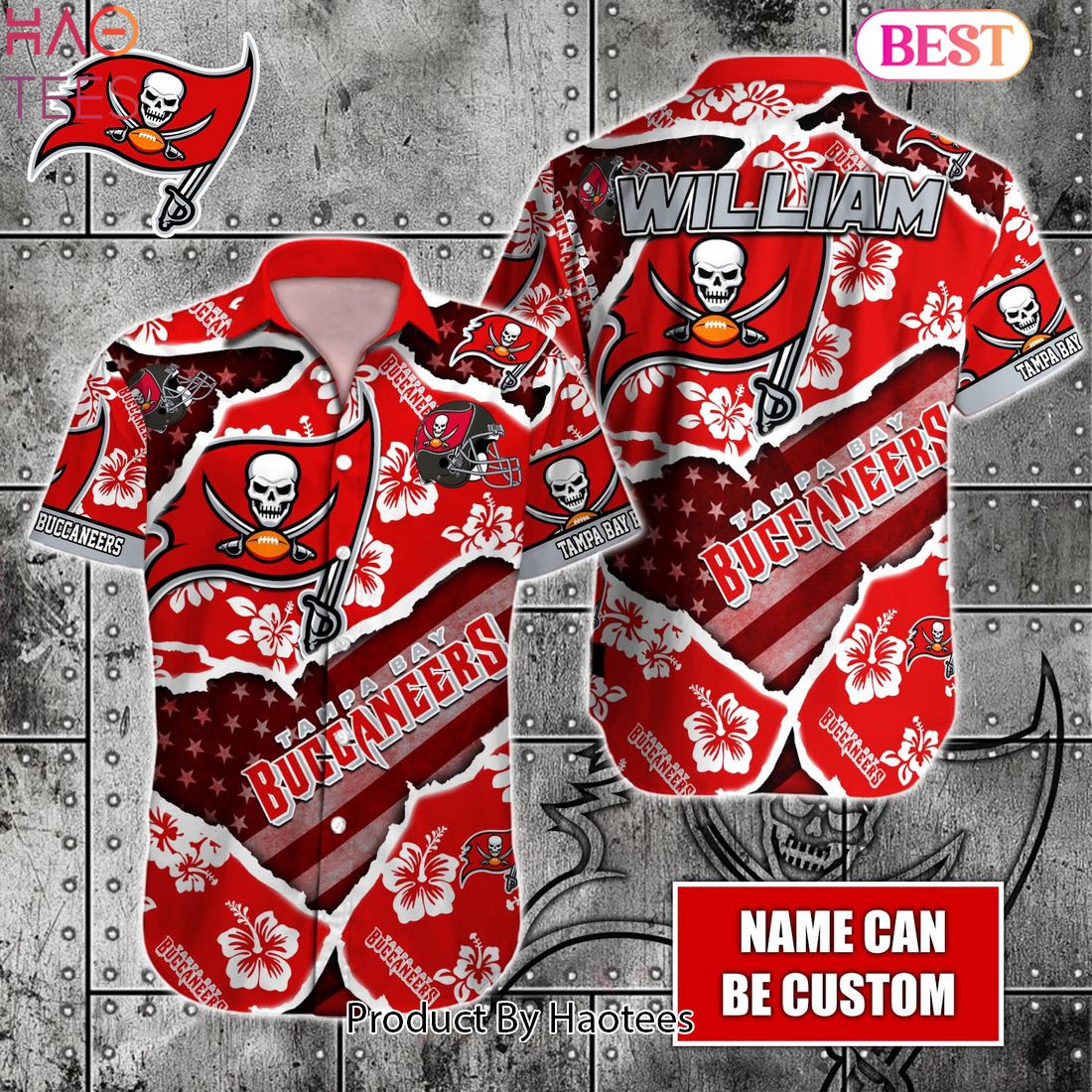 Tampa Bay Buccaneers Hibiscus Grey Hawaiian Shirt And Shorts - Hot Sale 2023