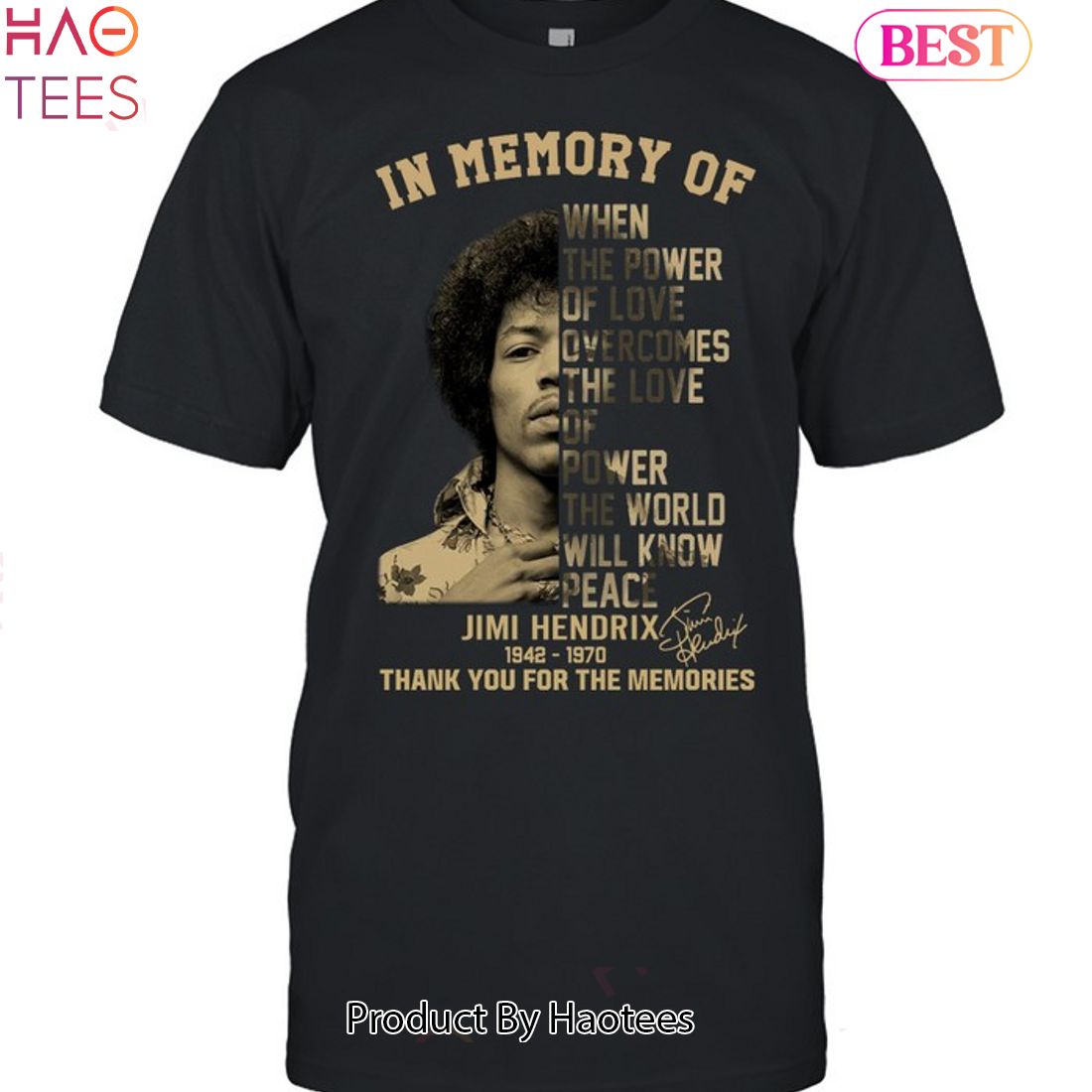 In Memory Of Jimi Hendrix 1942-1970 Thank You For The Memories Unisex T-Shirt In Memory Of Jimi Hendrix 1942-1970 Thank You For The Memories Unisex T-Shirt