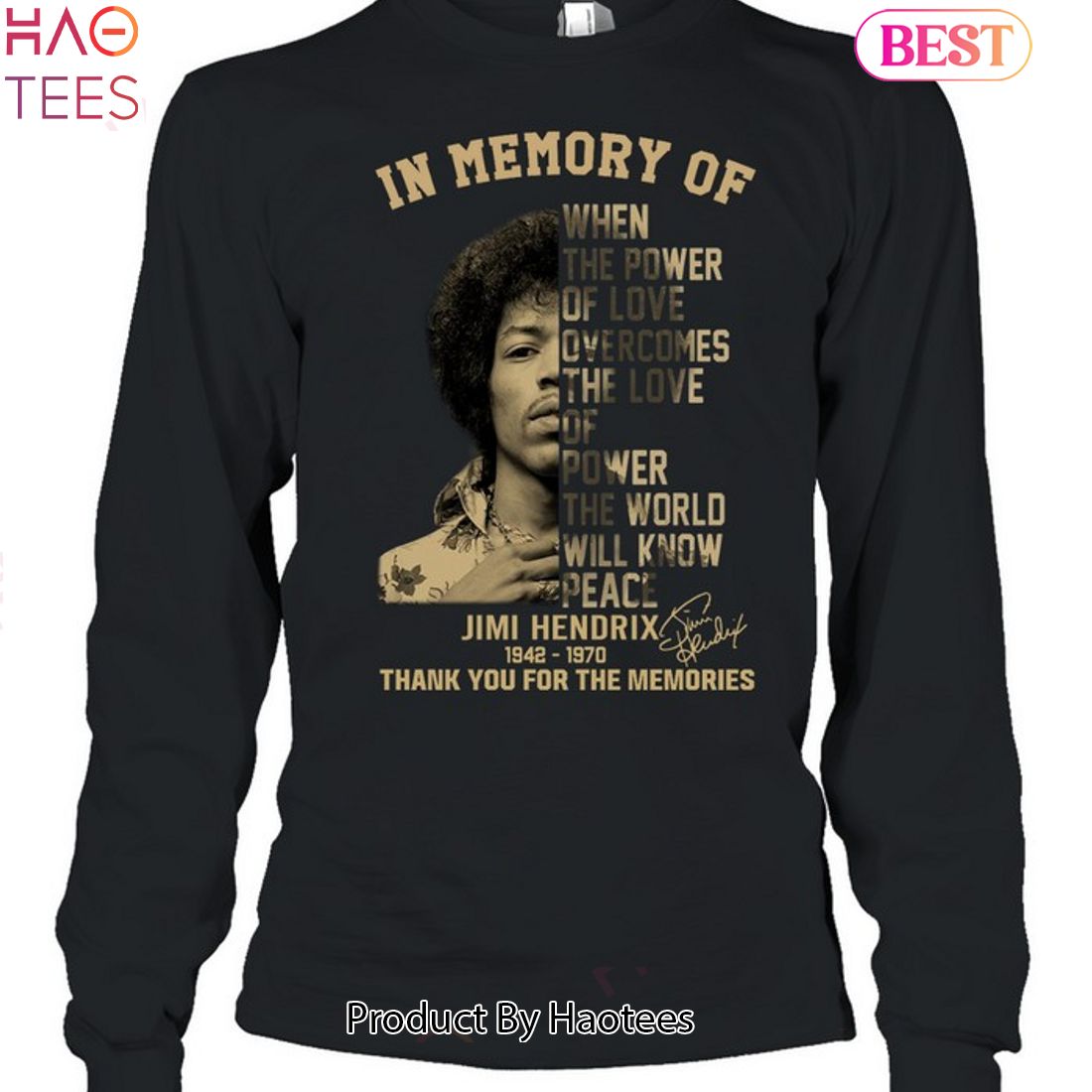 In Memory Of Jimi Hendrix 1942-1970 Thank You For The Memories Unisex T-Shirt In Memory Of Jimi Hendrix 1942-1970 Thank You For The Memories Unisex T-Shirt