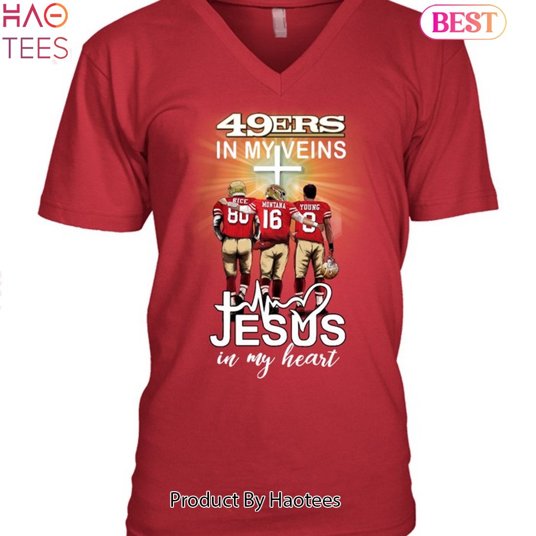 San Francisco 49ers T-Shirt 49ers In My Veins Jesus In My Heart