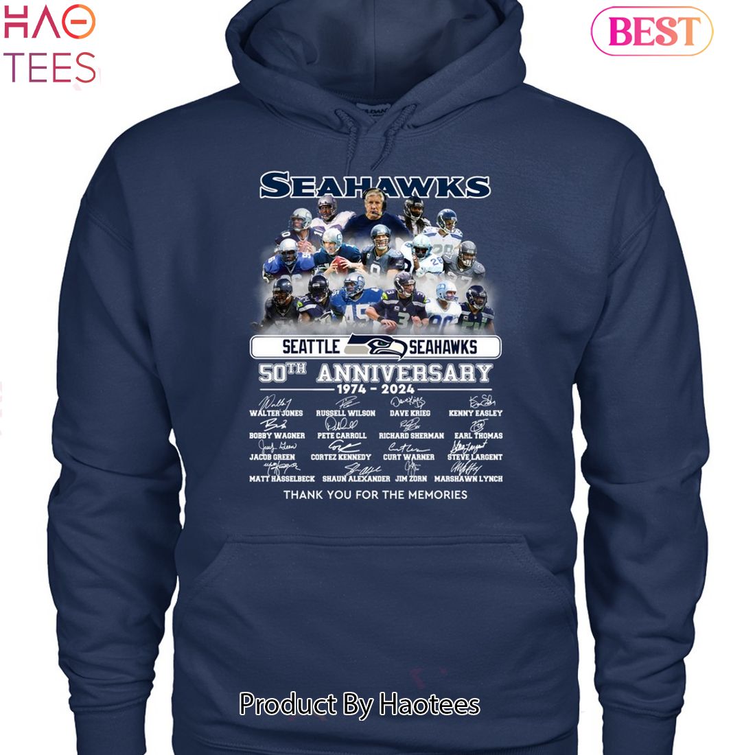 Seattle Seahawks 50th Anniversary 1974-2024 Thank You For The Memories Unisex T-Shirt Seattle Seahawks 50th Anniversary 1974-2024 Thank You For The Memories Unisex T-Shirt