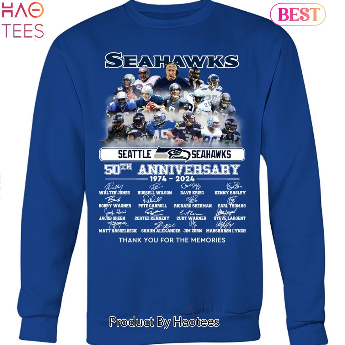 Seattle Seahawks 50th Anniversary 1974-2024 Thank You For The Memories Unisex T-Shirt Seattle Seahawks 50th Anniversary 1974-2024 Thank You For The Memories Unisex T-Shirt
