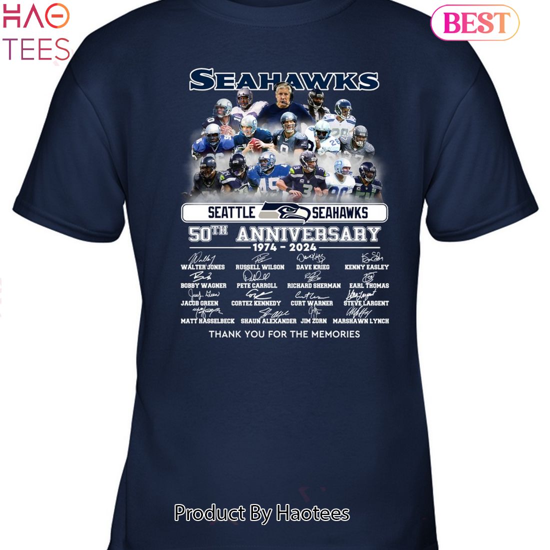 Seattle Seahawks 50th Anniversary 1974-2024 Thank You For The Memories Unisex T-Shirt Seattle Seahawks 50th Anniversary 1974-2024 Thank You For The Memories Unisex T-Shirt